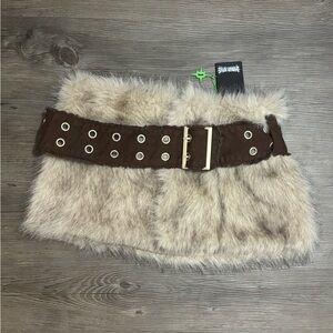 NWT Dolls Kill / Darker Wavs Signal Fur Wrap Skirt